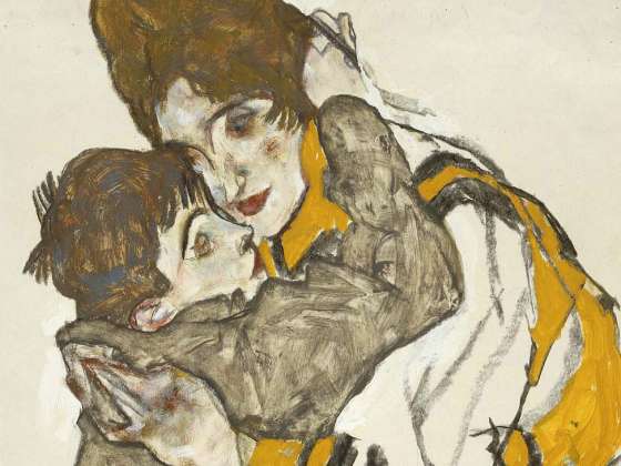 Egon Schiele, Schiele's Wife with Her Little Nephew (detail), 1915. Charcoal and opaque and transparent watercolor on paper. Edwin E. Jack Fund.